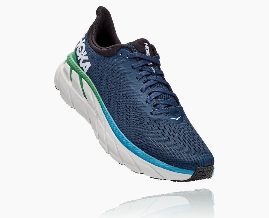 Running Shoes Mens - Hoka One One Clifton 7 - Navy - AILCUKJ-20